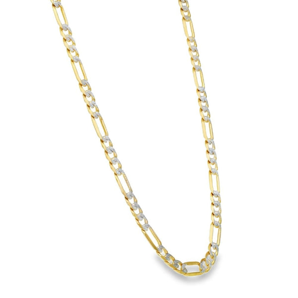 9ct Yellow & White Gold Figaro Chain - 20" - 18.7g