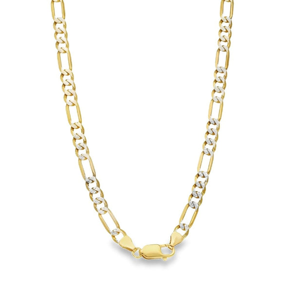 9ct Yellow & White Gold Figaro Chain - 20" - 18.7g