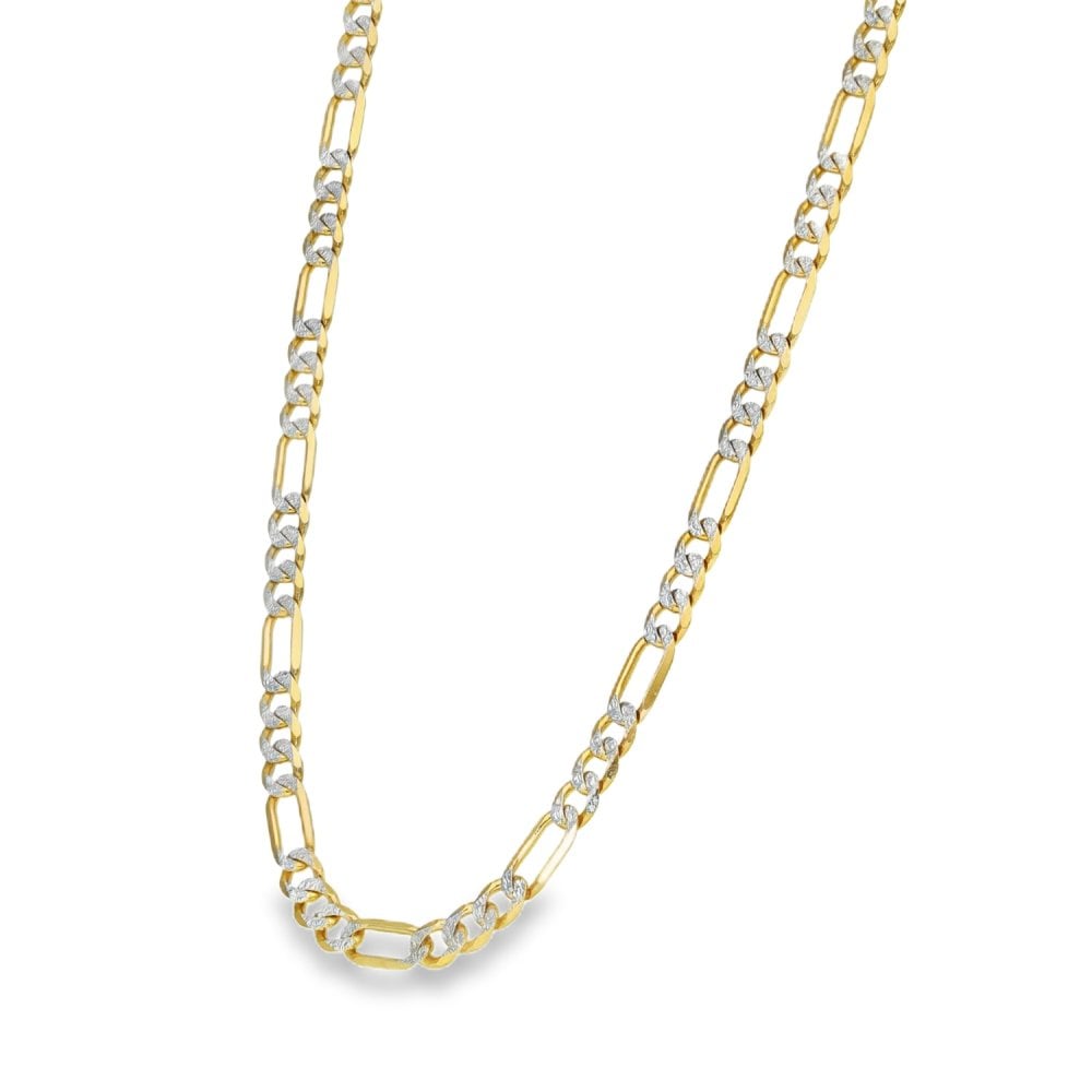 9ct Yellow & White Gold Figaro Chain - 20" - 18.7g