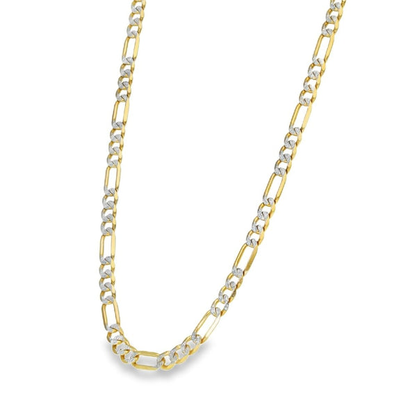 9ct Yellow & White Gold Figaro Chain - 20" - 18.7g