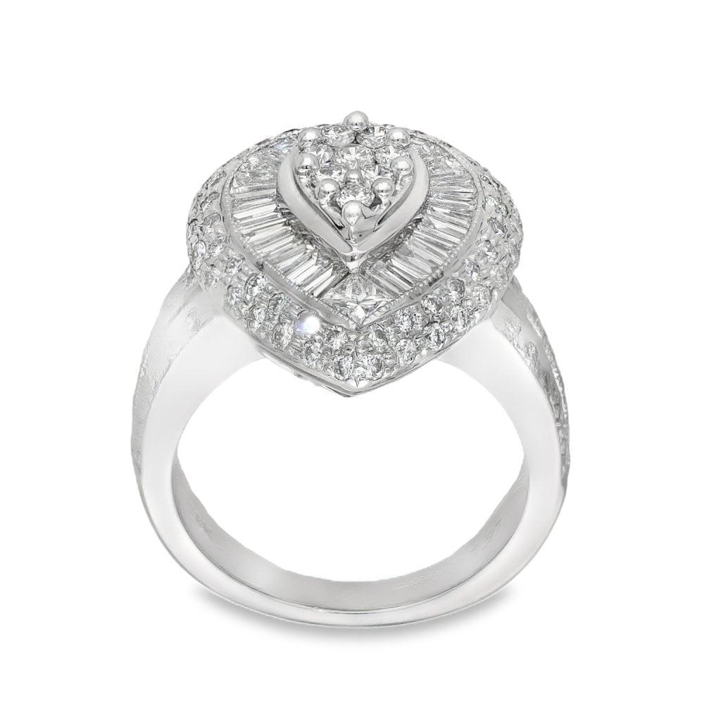 18ct White Gold Diamond Pear Shape Cluster Ring - 1.97ct