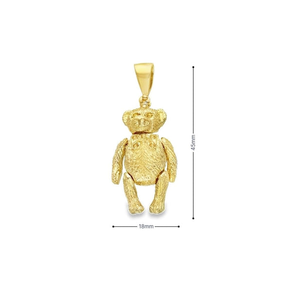 9ct Yellow Gold Jointed Bear Pendant - 17.9g
