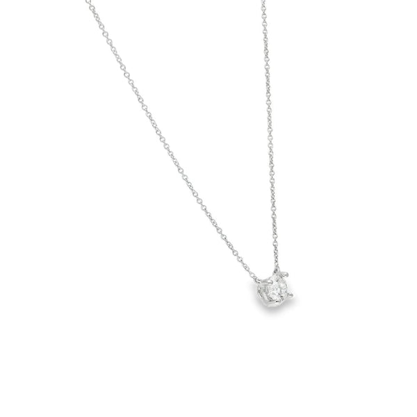 18ct White Gold 0.47ct Diamond Pendant & Necklace - 16" - 1.9g