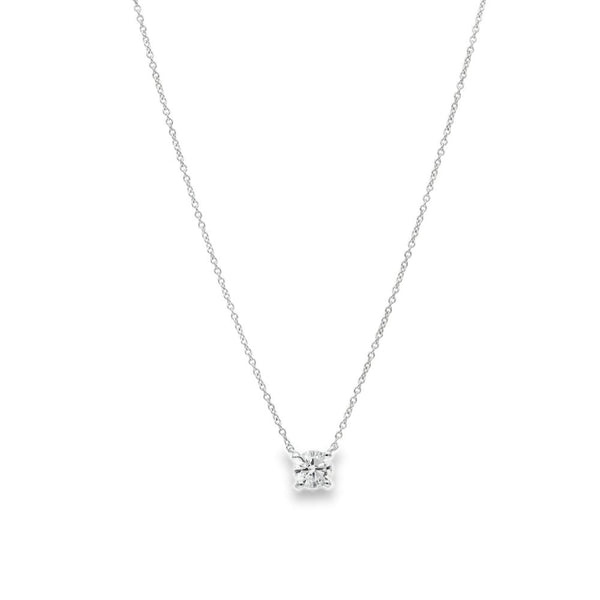 18ct White Gold 0.47ct Diamond Pendant & Necklace - 16" - 1.9g