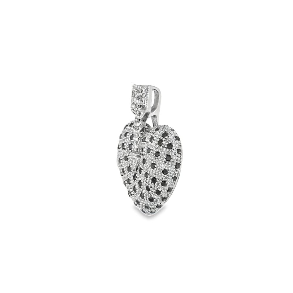 18ct White Gold White & Black Diamond Heart Pendant - 0.44ct