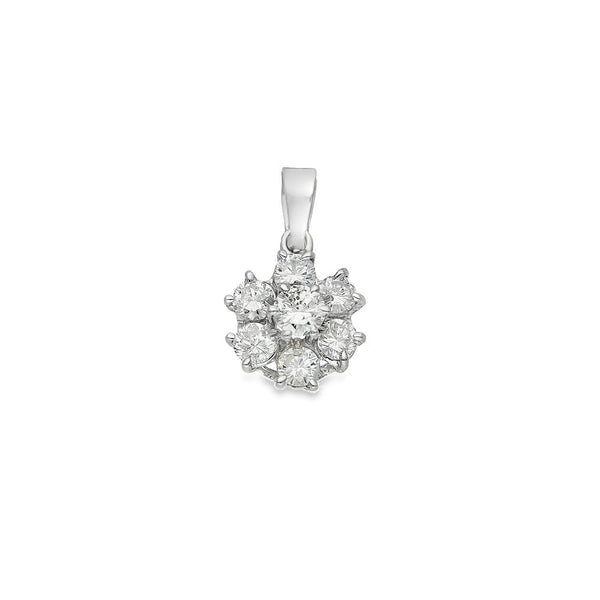 18ct White Gold Diamond Cluster Pendant - 0.94ct