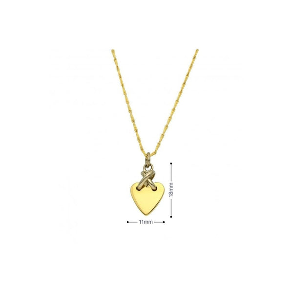 18ct Yellow & White Gold Heart Pendant & Necklace - 18" - 6.7g