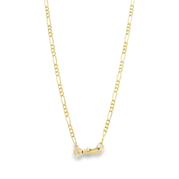 9ct Yellow Gold Hollow T-Bar Pendant & Figaro Chain - 18" - 4.7g
