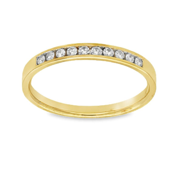 9ct Yellow Gold Diamond Half-Eternity Ring - Size M½ - 0.15ct