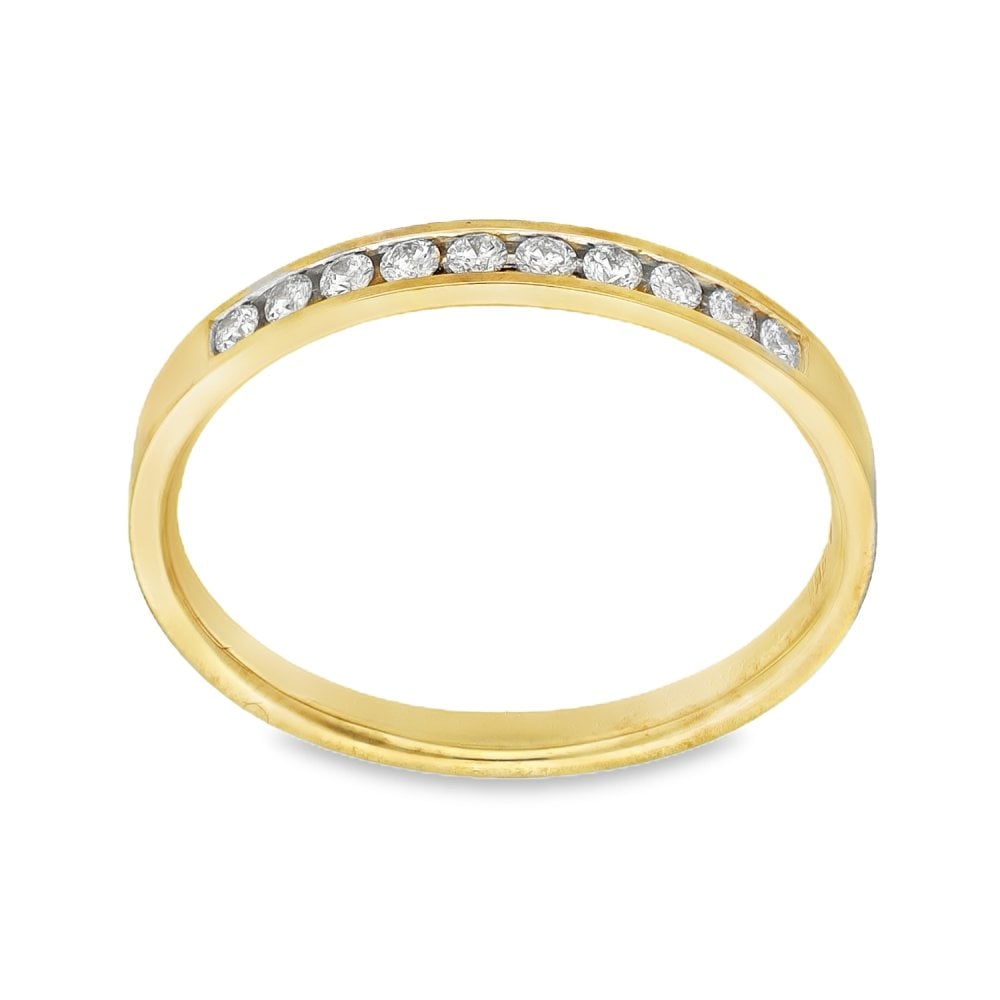 9ct Yellow Gold Diamond Half-Eternity Ring - Size M½ - 0.15ct