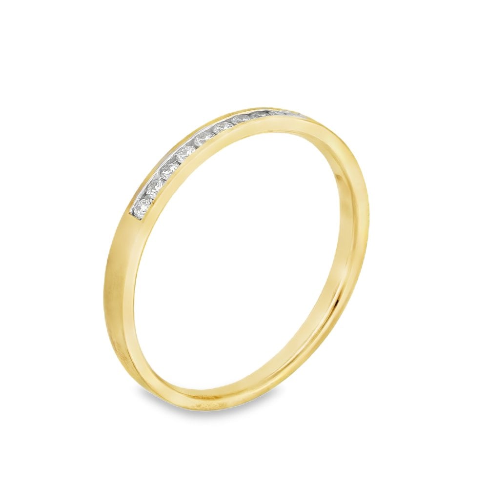 9ct Yellow Gold Diamond Half-Eternity Ring - Size M½ - 0.10ct