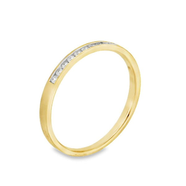 9ct Yellow Gold Diamond Half-Eternity Ring - Size M½ - 0.10ct