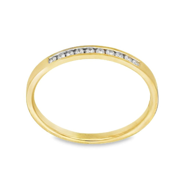 9ct Yellow Gold Diamond Half-Eternity Ring - Size M½ - 0.10ct