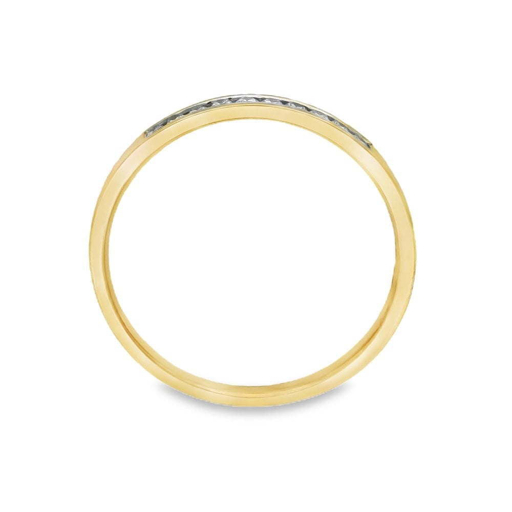 9ct Yellow Gold Diamond Half-Eternity Ring - Size M½ - 0.10ct