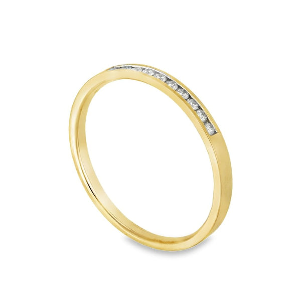 9ct Yellow Gold Diamond Half-Eternity Ring - Size M½ - 0.10ct