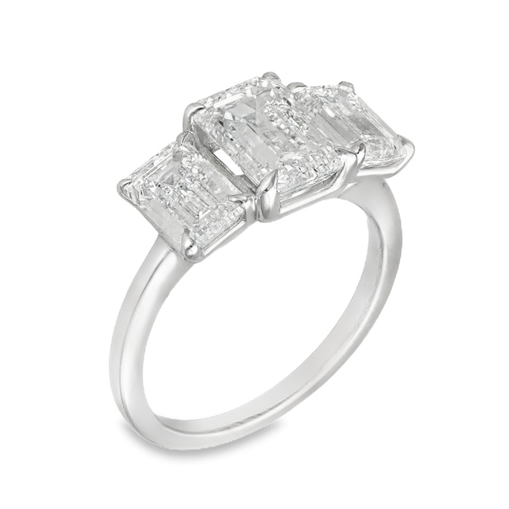 4.00ct White Gold Certified Diamond Trilogy Ring - F/VS2