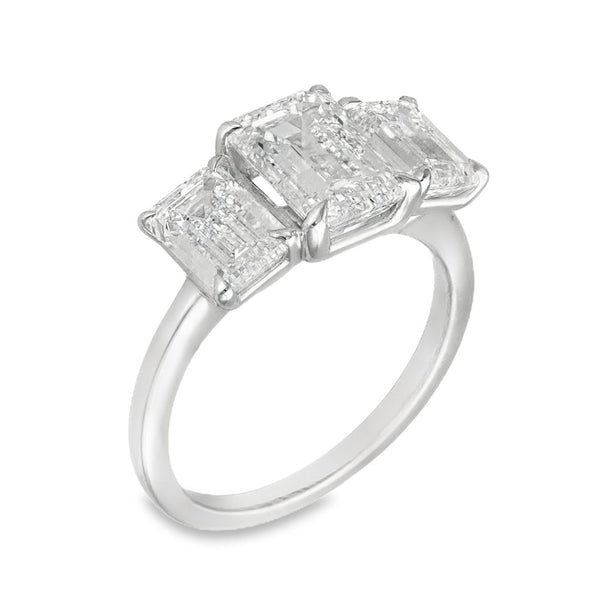 4.00ct White Gold Certified Diamond Trilogy Ring - F/VS2