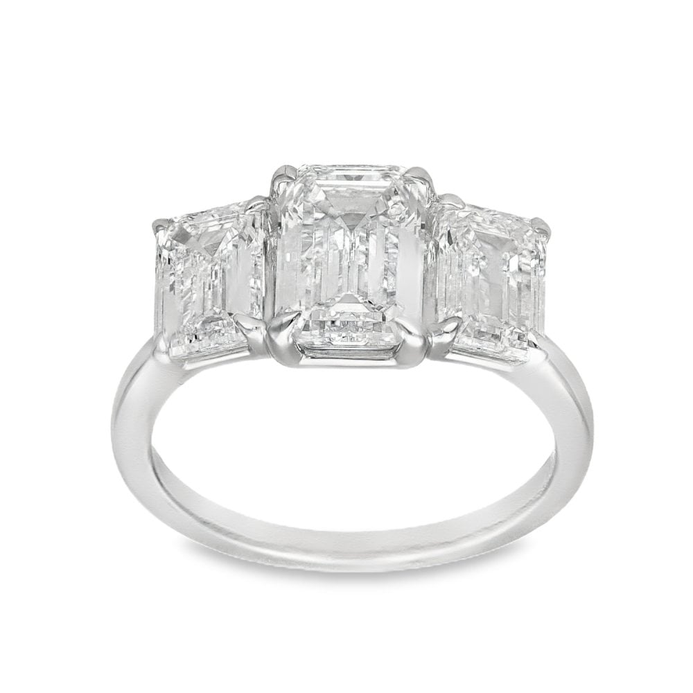 4.00ct White Gold Certified Diamond Trilogy Ring - F/VS2