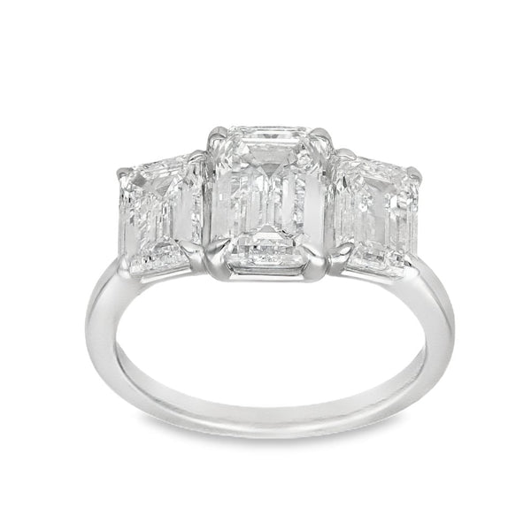 4.00ct White Gold Certified Diamond Trilogy Ring - F/VS2