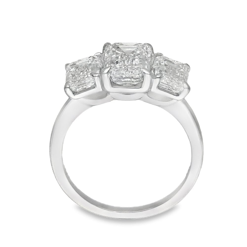 4.00ct White Gold Certified Diamond Trilogy Ring - F/VS2