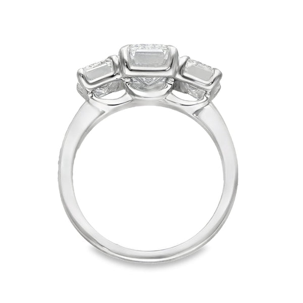 4.00ct White Gold Certified Diamond Trilogy Ring - F/VS2