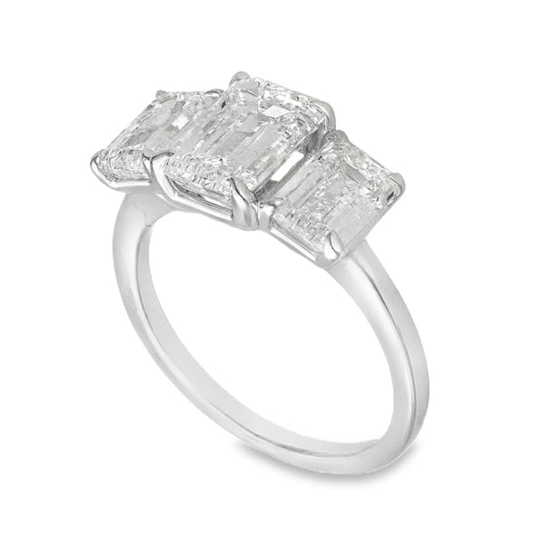 4.00ct White Gold Certified Diamond Trilogy Ring - F/VS2