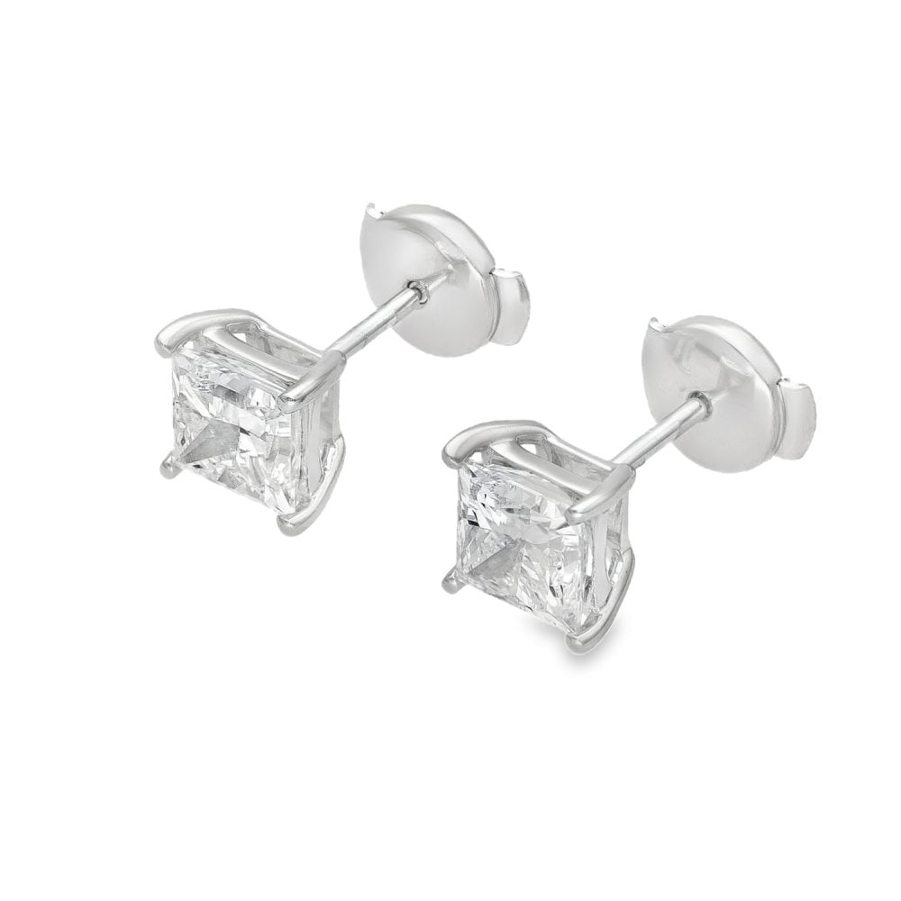 2.02ct White Gold Certified Diamond Stud Earrings - E/VS1