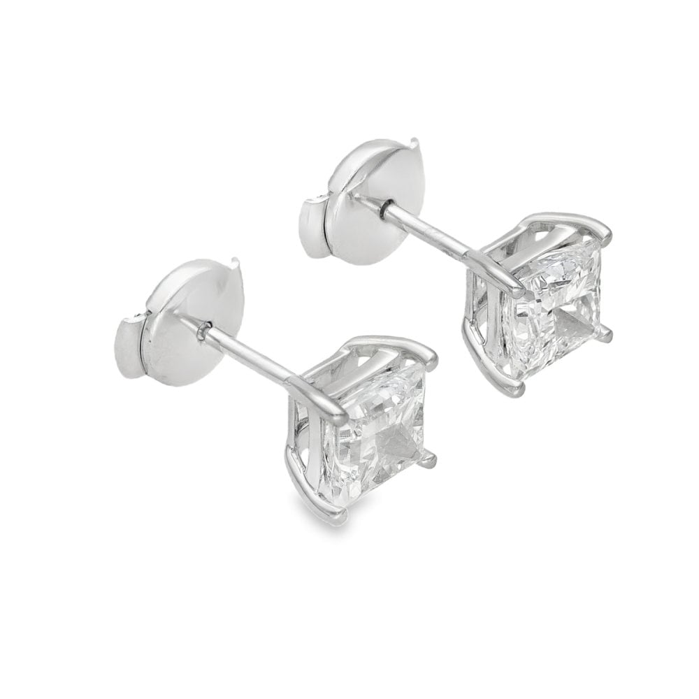 2.02ct White Gold Certified Diamond Stud Earrings - E/VS1