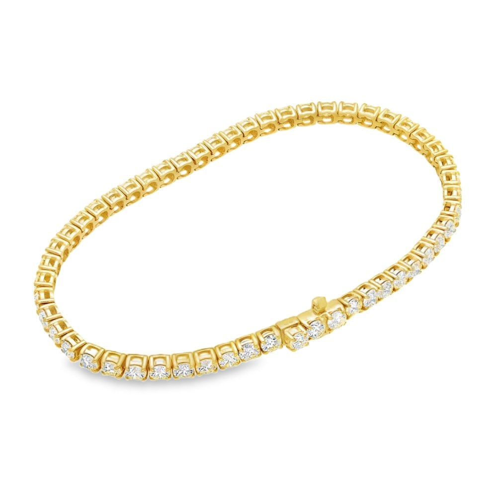 7.00ct Yellow Gold Certified Diamond Tennis Bracelet - F/VS
