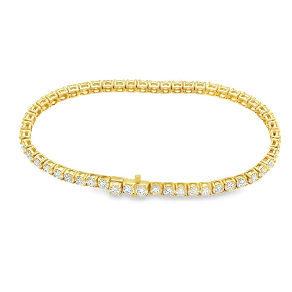 7.00ct Yellow Gold Certified Diamond Tennis Bracelet - F/VS