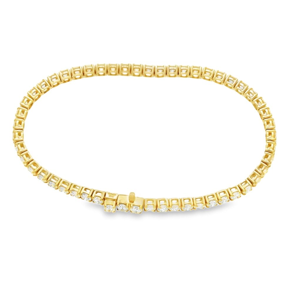 7.00ct Yellow Gold Certified Diamond Tennis Bracelet - F/VS