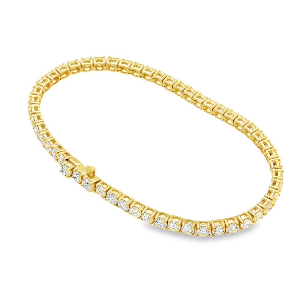 7.00ct Yellow Gold Certified Diamond Tennis Bracelet - F/VS