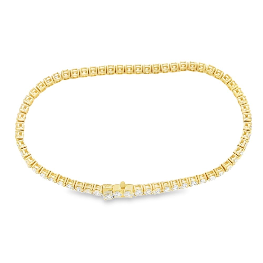 5.00ct Yellow Gold Certified Diamond Tennis Bracelet - F/VS