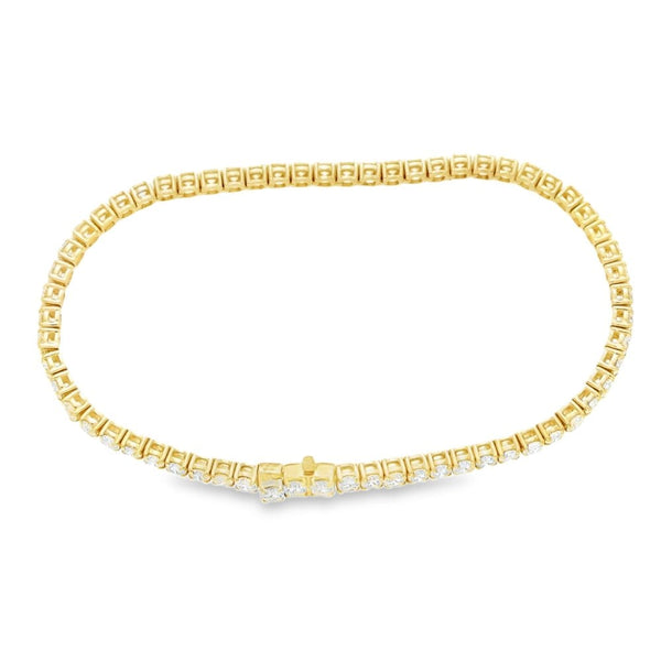 5.00ct Yellow Gold Certified Diamond Tennis Bracelet - F/VS