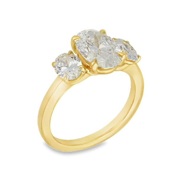 3.00ct Yellow Gold Certified Diamond Trilogy Ring - F/VS
