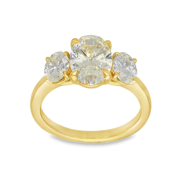 3.00ct Yellow Gold Certified Diamond Trilogy Ring - F/VS