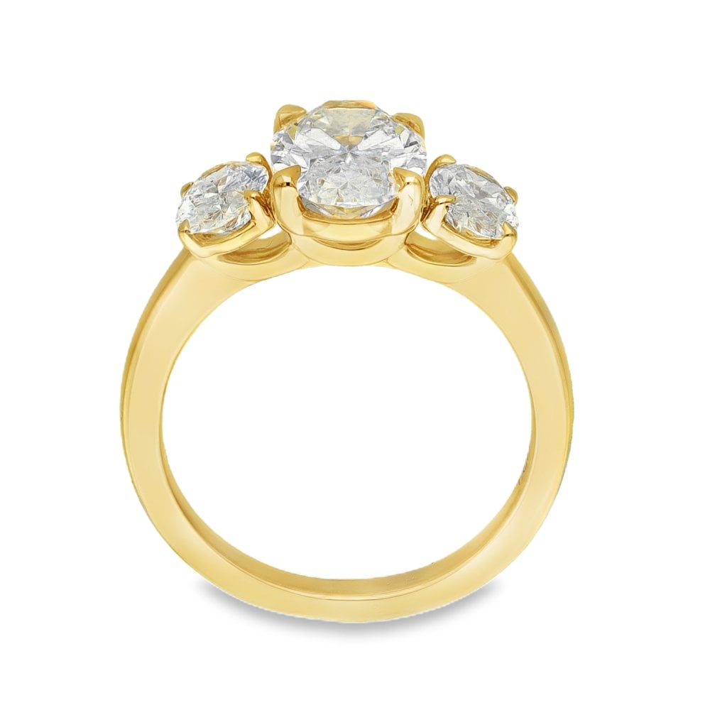 3.00ct Yellow Gold Certified Diamond Trilogy Ring - F/VS