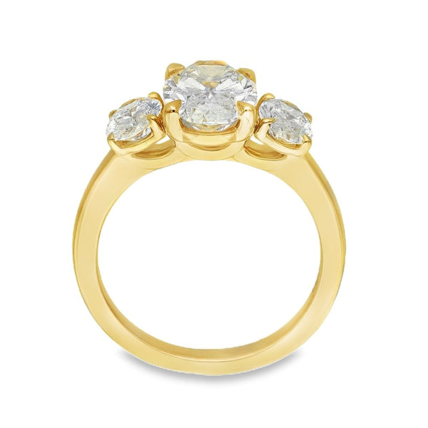 3.00ct Yellow Gold Certified Diamond Trilogy Ring - F/VS
