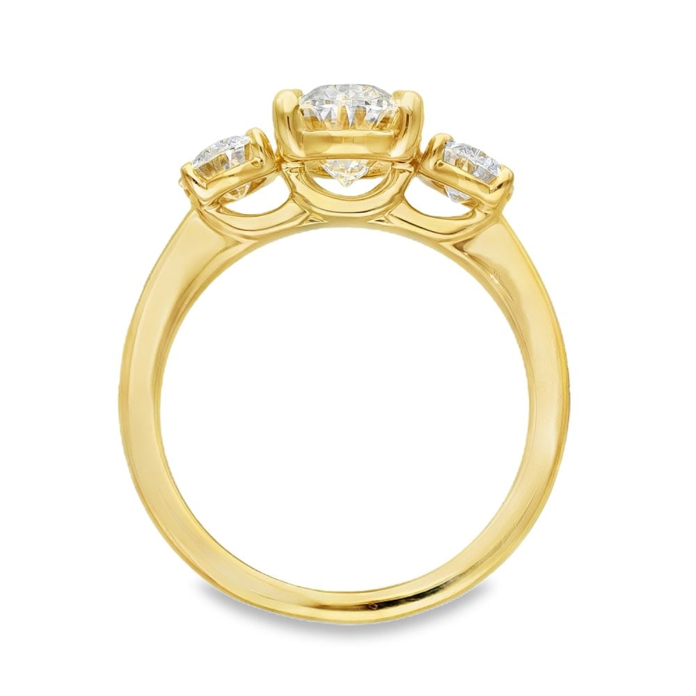 3.00ct Yellow Gold Certified Diamond Trilogy Ring - F/VS