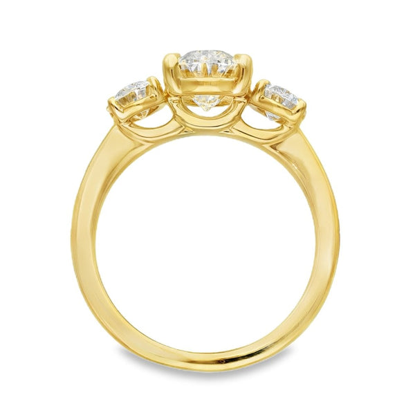 3.00ct Yellow Gold Certified Diamond Trilogy Ring - F/VS
