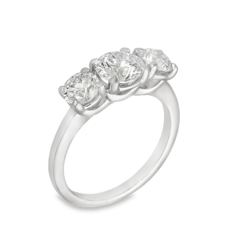 2.00ct White Gold Certified Diamond Trilogy Ring - F/VS