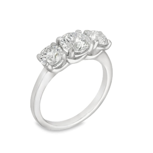 2.00ct White Gold Certified Diamond Trilogy Ring - F/VS