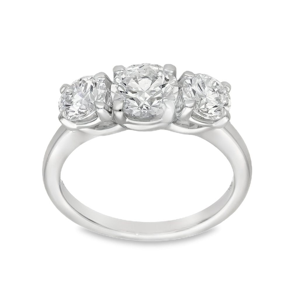 2.00ct White Gold Certified Diamond Trilogy Ring - F/VS