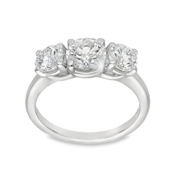 2.00ct White Gold Certified Diamond Trilogy Ring - F/VS