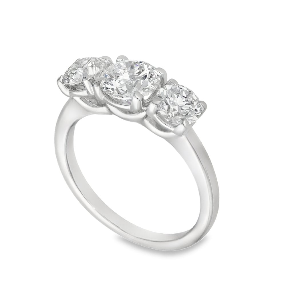 2.00ct White Gold Certified Diamond Trilogy Ring - F/VS