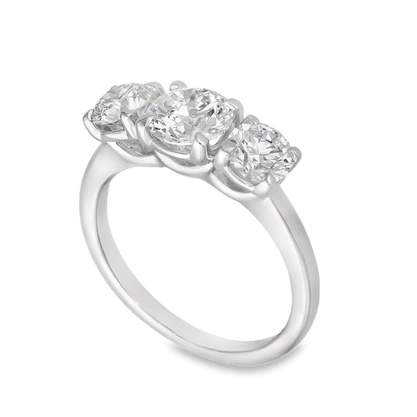 2.00ct White Gold Certified Diamond Trilogy Ring - F/VS