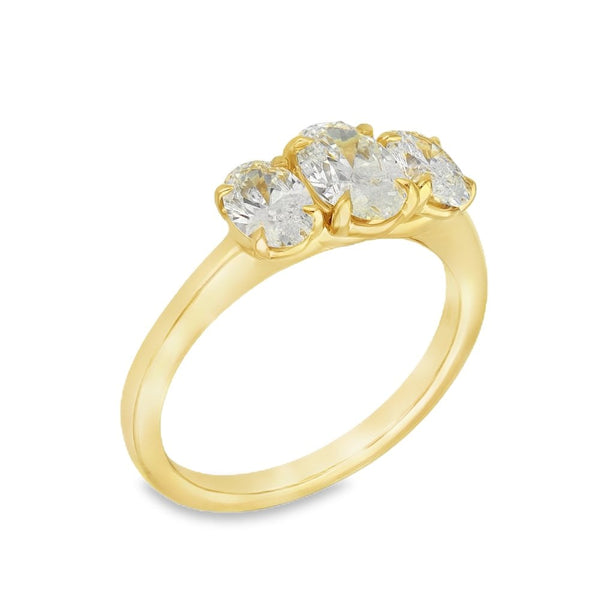 1.50ct Yellow Gold Certified Diamond Trilogy Ring - F/VS