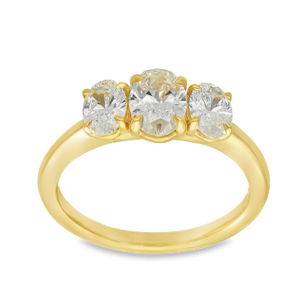 1.50ct Yellow Gold Certified Diamond Trilogy Ring - F/VS