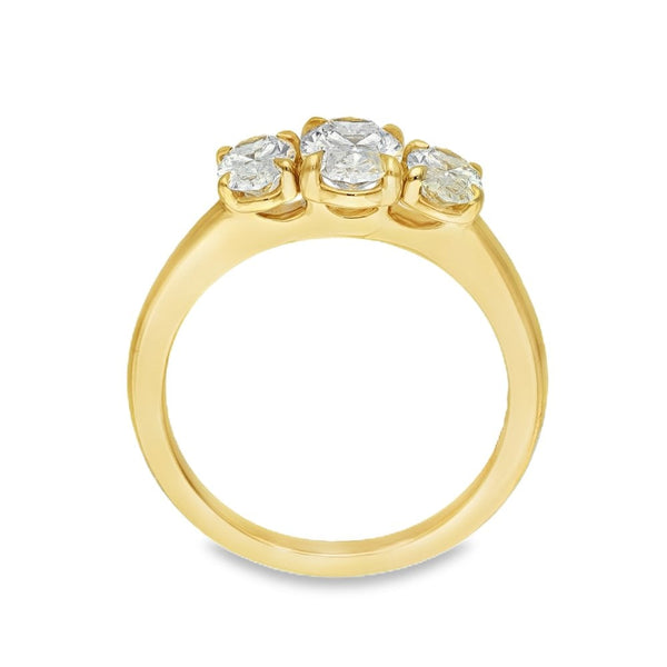 1.50ct Yellow Gold Certified Diamond Trilogy Ring - F/VS