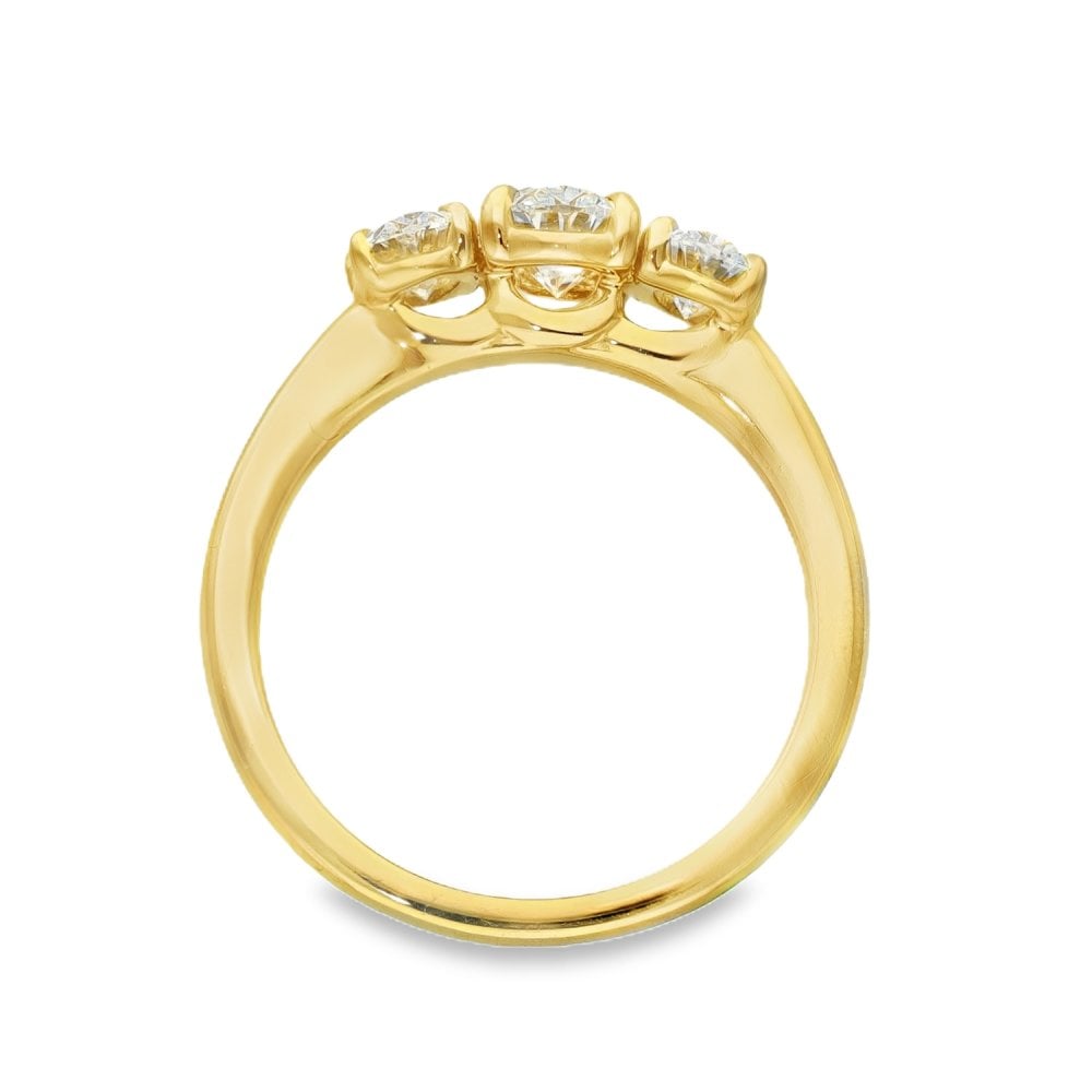 1.50ct Yellow Gold Certified Diamond Trilogy Ring - F/VS